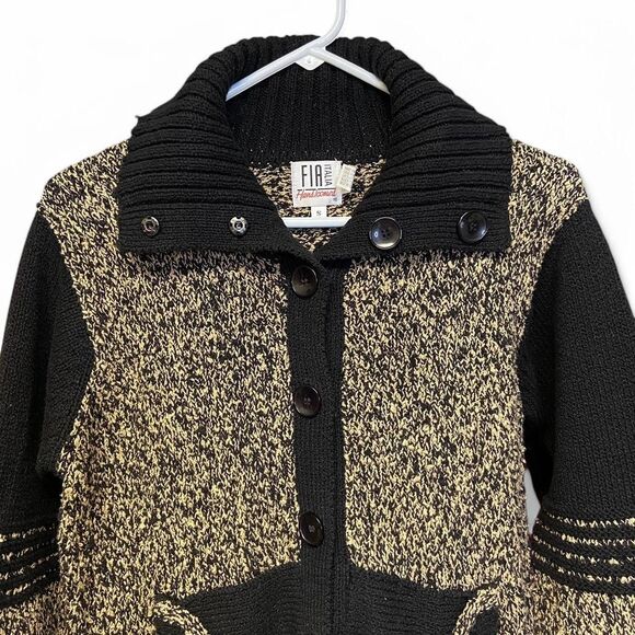 Fia Italia Black and cream knit cardigan size S - Picture 4 of 8